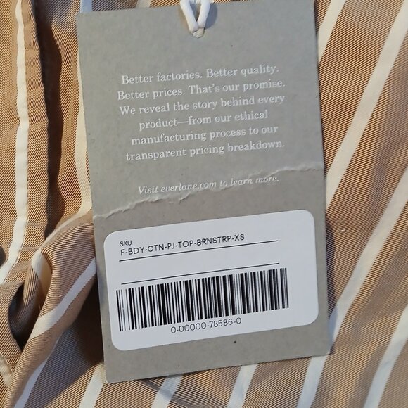 Everlane Women's Cropped Button Down Shirt Brown With White  Stripes - Picture 8 of 9